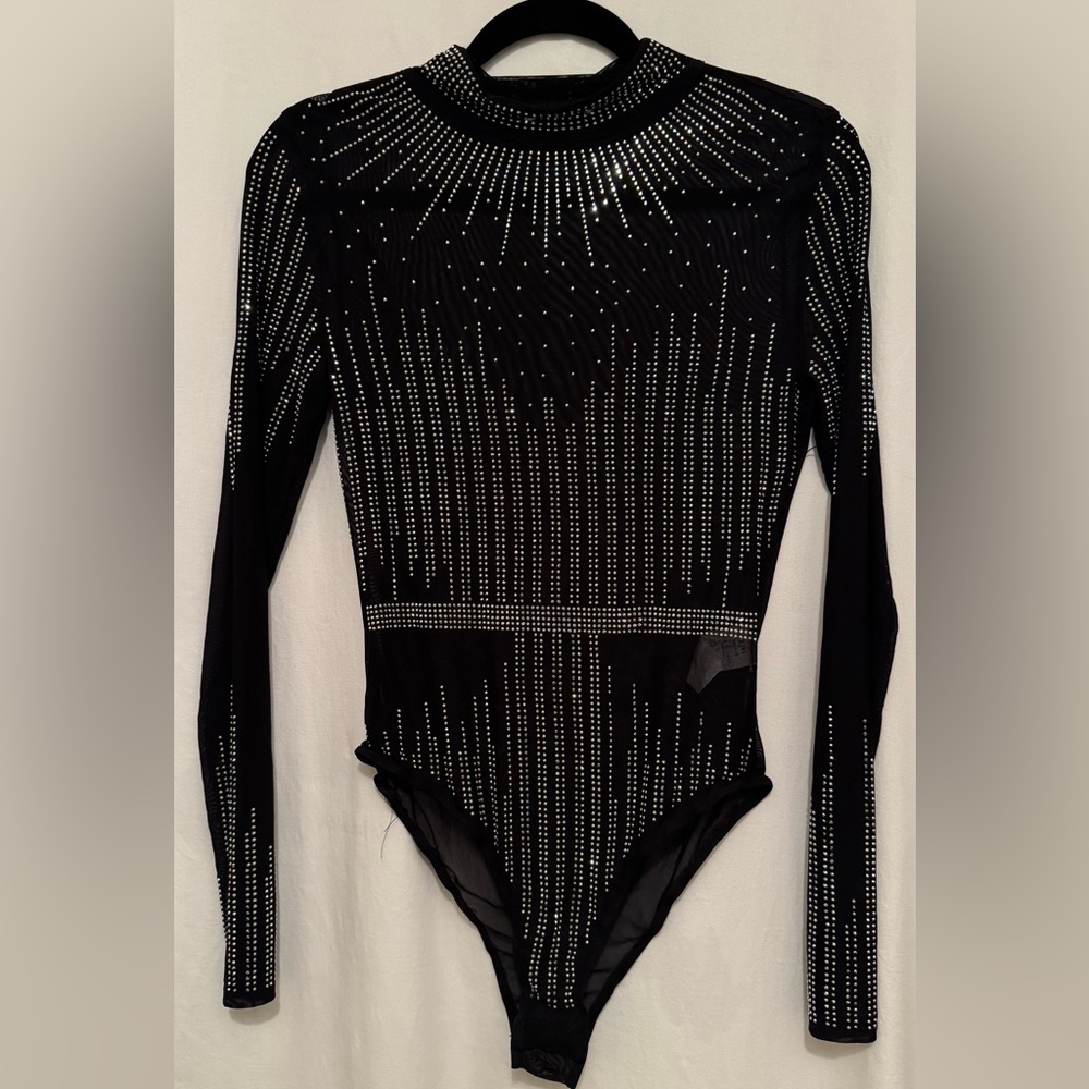 Kiwi Black Rhinestone Bodysuit